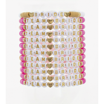 Team Bride and Bride Friendship Bracelet Set Hot Pink